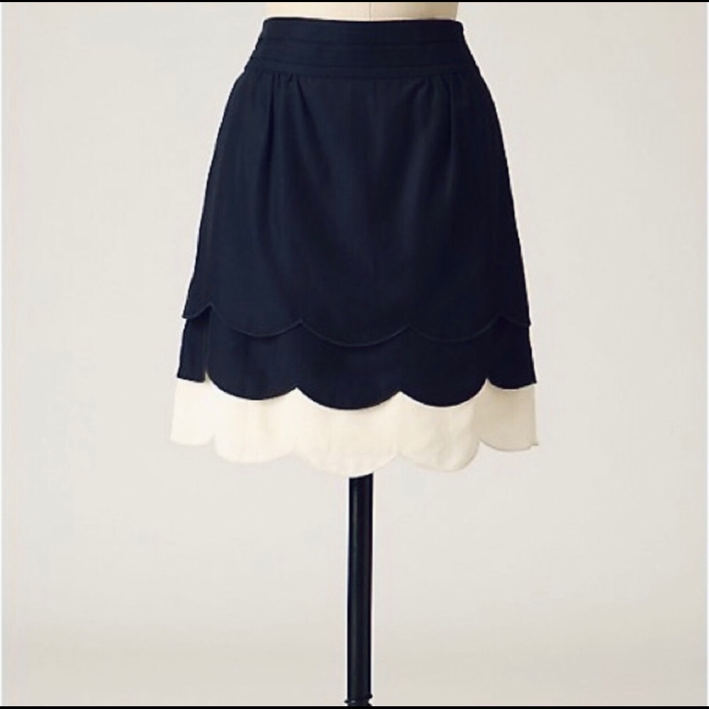 Anthropologie Floreat Tiered Scalloped Skirt Sz 2